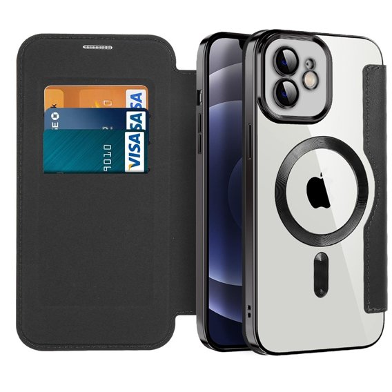 Pouzdro pro iPhone 12, FlipMag Secure wallet with RFID flap, pro MagSafe, černé