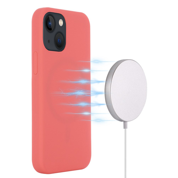 Pouzdro pro iPhone 13, Silicone MagSafe, růžové