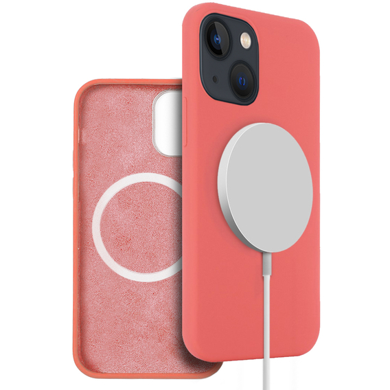 Pouzdro pro iPhone 13 mini, Silicone MagSafe, růžové