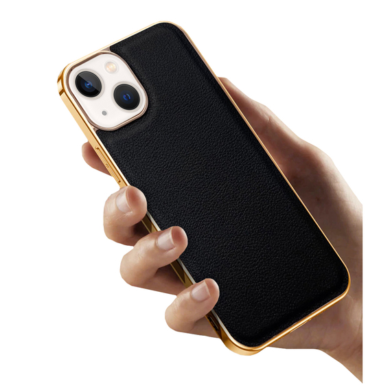 Pouzdro pro iPhone 14 Plus, Cowhide Leather, černé