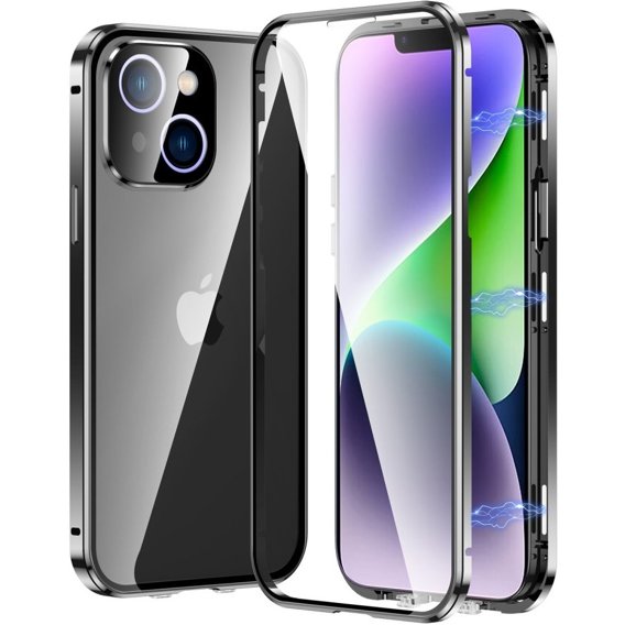 Pouzdro pro iPhone 15 Plus, Magnetic Dual Glass, černé