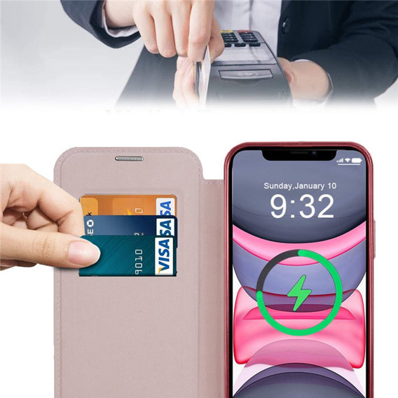 Pouzdro pro iPhone 15 Pro, FlipMag Secure wallet with RFID flap, pro MagSafe, růžové