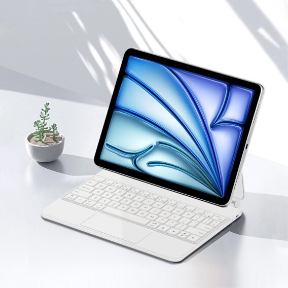 Pouzdro s klávesnicí pro iPad Air 11" 2024, Magnetic Keyboard Touchpad, bílé