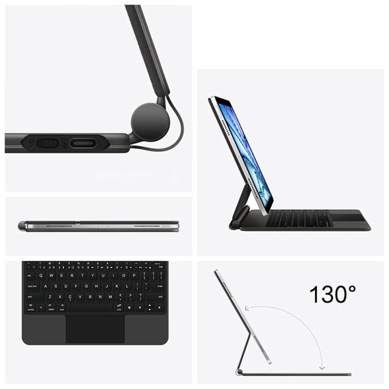 Pouzdro s klávesnicí pro iPad Air 11" 2024, Magnetic Keyboard Touchpad, černé