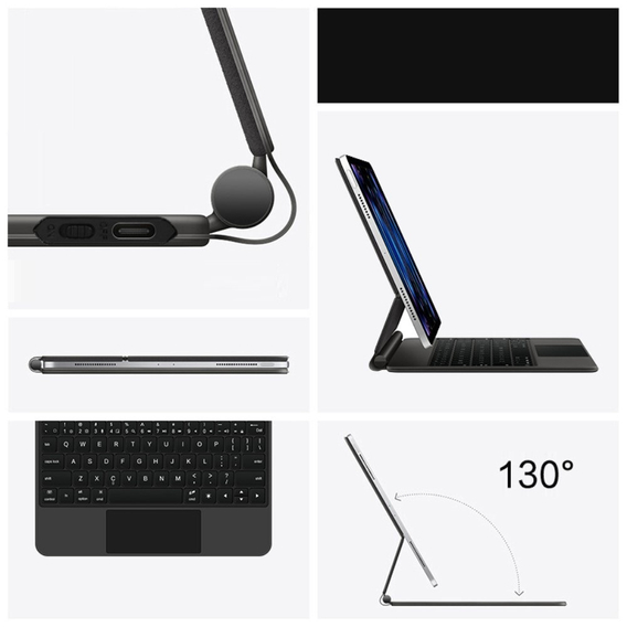 Pouzdro s klávesnicí pro iPad Pro 11" 2024, Magnetic Keyboard Touchpad, černé