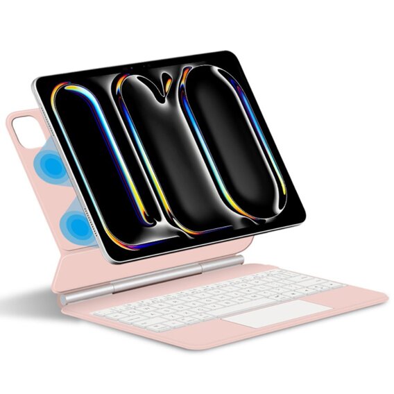 Pouzdro s klávesnicí pro iPad Pro 11" 2024, Magnetic Keyboard Touchpad, růžové