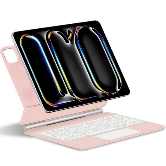 Pouzdro s klávesnicí pro iPad Pro 13" 2024, Magnetic Keyboard Touchpad, růžové