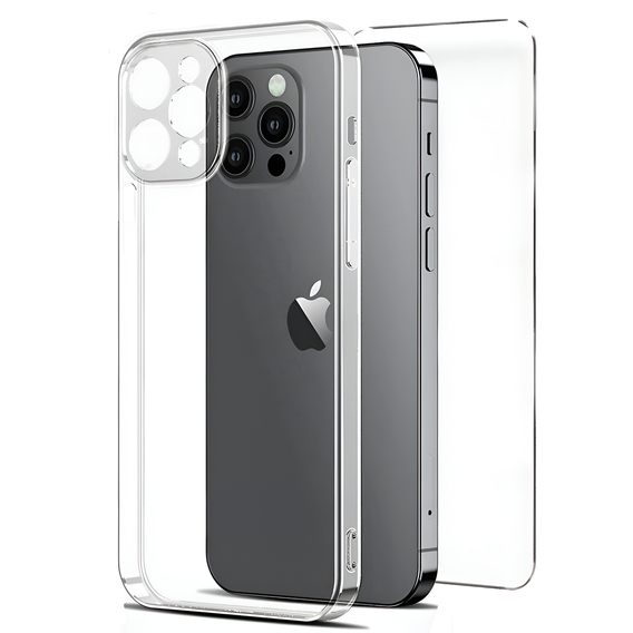 Tenké pouzdro pro iPhone 15 Pro, průhledné + sklo 9H