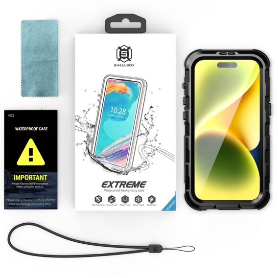 Vodotěsné pouzdro IP68 pro iPhone 15, SHELLBOX MagSafe, černé