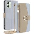 Flipové pouzdro Wallet Zipper Pocket pro Motorola Moto G54 5G, Wallet Zipper Pocket, se zrcátkem, modré