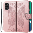 Klopové pouzdro pro Motorola Moto G22, Butterfly, růžové rose gold