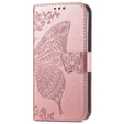 Klopové pouzdro pro Motorola Moto G24 / G24 Power / G04, Butterfly, růžové rose gold