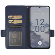 Klopové pouzdro pro Nokia X30 5G, Wallet Litchi Magnet Case, námořnicky modré