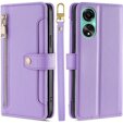 Klopové pouzdro pro Oppo A78 4G, Wallet Zipper Pocket, fialové