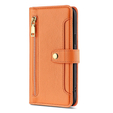 Klopové pouzdro pro Oppo Reno8 T 4G, Wallet Zipper Pocket, oranžové