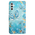 Klopové pouzdro pro Samsung Galaxy A05s, Wallet, Blue Gold Butterflies, modré