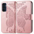 Klopové pouzdro pro Samsung Galaxy A16, Butterfly, růžové rose gold