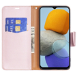 Klopové pouzdro pro Samsung Galaxy M33 5G, Wallet Litchi Magnet, růžové rose gold