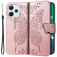 Klopové pouzdro pro Xiaomi Redmi 12, Butterfly, růžové rose gold