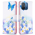 Klopové pouzdro pro Xiaomi Redmi 12C, butterfly and flowers, bílé