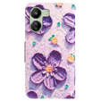 Klopové pouzdro pro Xiaomi Redmi 13C / Poco C65, Wallet, Painted Flowers, fialový