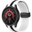 Pasek Silikonowy do Samsung Galaxy Watch 4/5 40/42/44/46/45MM PRO, Biały / Czarny