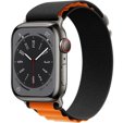 Pasek nylonowy do Apple Watch 1/2/3/4/5/6/7/8/SE/ULTRA 42/44/45/49 MM, Czarny / Pomarańczowy