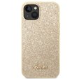 Pouzdro GUESS pro iPhone 14 Plus, Glitter Script Hardcase, zlaté