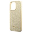 Pouzdro GUESS pro iPhone 14 Pro, Glitter Script Hardcase, zlaté