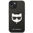 Pouzdro Karl Lagerfeld pro iPhone 14, Saffiano Choupette Head Patch, černé