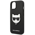 Pouzdro Karl Lagerfeld pro iPhone 14, Saffiano Choupette Head Patch, černé