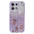 Pouzdro pro Infinix Note 30 Pro 4G, Glitter Flower, fialové