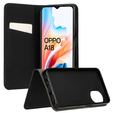 Pouzdro pro Oppo A18 4G / A38 4G, Smart Magnet, černé + sklo 9H