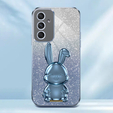 Pouzdro pro Samsung Galaxy A55 5G, Glitter Rabbit, s výsuvným stojánkem, modré