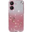 Pouzdro pro Xiaomi Redmi 13C / Poco C65, Glitter Flower, růžové rose gold