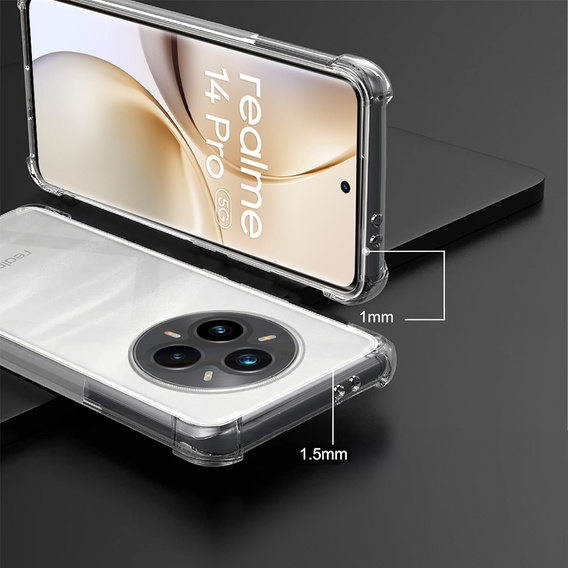 Pouzdro pro Realme 14 Pro 5G, Dropproof, průhledné