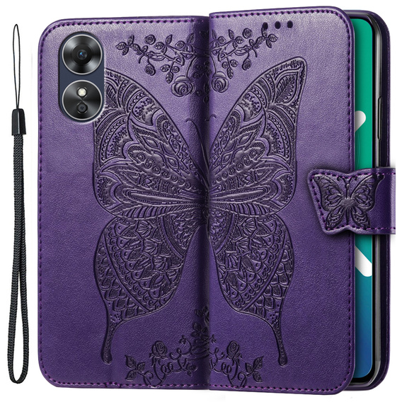 Klopové pouzdro pro Oppo A17, Butterfly, fialové