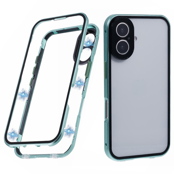Pouzdro pro iPhone 16, Magnetic Dual Glass, zelené