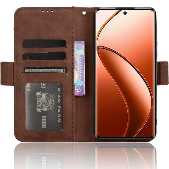 Klopové pouzdro pro Realme 12 Pro 5G / 12 Pro+ 5G, Card Slot, hnědé