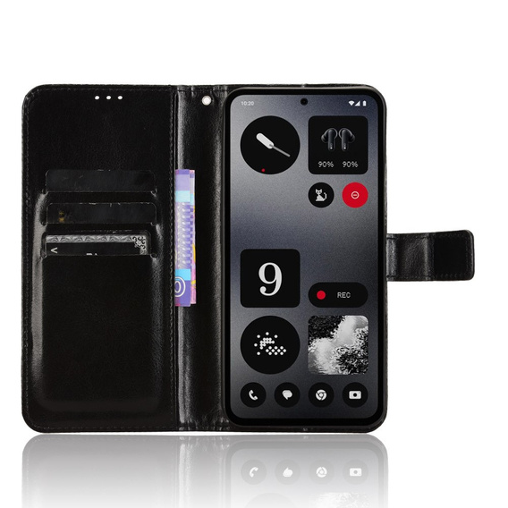 Klopové pouzdro pro Nothing CMF Phone 1, Crazy Horse Wallet, černé