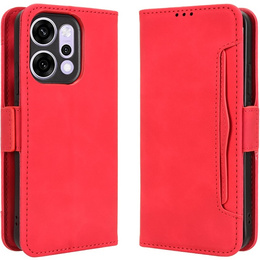 Klopové pouzdro pro Oppo Reno 14, slot na karty, peněženka, červené