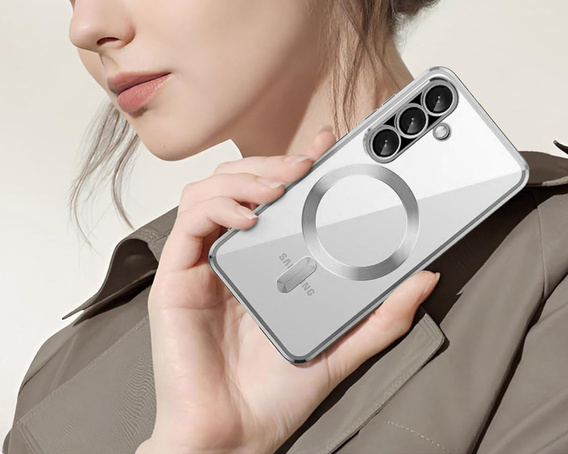 Pouzdro pro Samsung Galaxy A56 5G, Electro MagSafe, stříbrné + sklo na displej