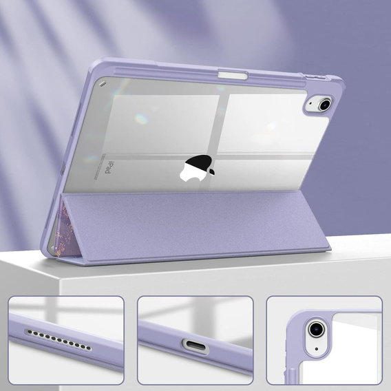 Pouzdro pro iPad 10.9" 2022 (10 gen.), Smartcase Hybrid, se slotem na stylus, Marble fialové