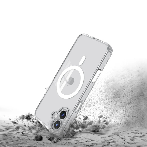 Pouzdro ERBORD MagSafe pro iPhone 16, aktivní tlačítko, průhledné + sklo na displej