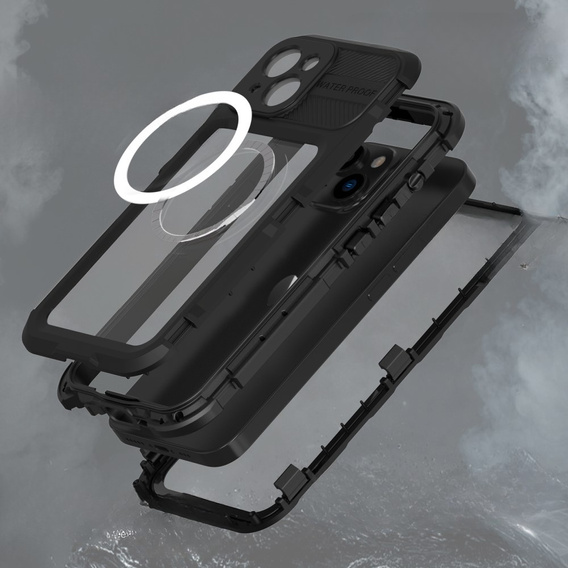 Vodotěsné pouzdro IP68 pro iPhone 14, SHELLBOX MagSafe, černé