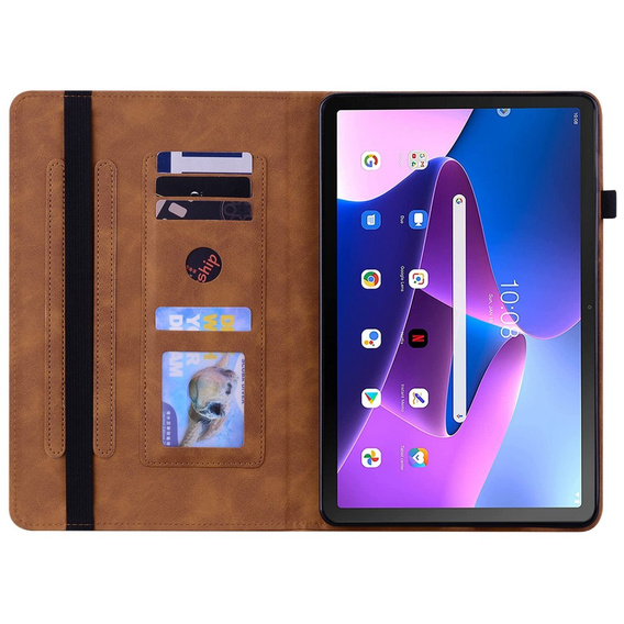 Pouzdro pro Lenovo Tab M10 10.1 Gen 3, Wallet Pen Slot, hnědé