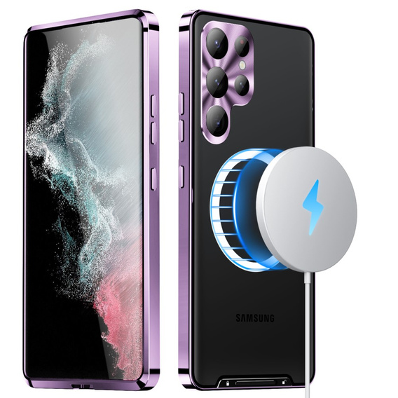 Ochranné pouzdro na fotoaparát pro Samsung Galaxy S23 Ultra, CamShield MagSafe, transparentní / fialové