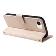 Pouzdro s klopou pro iPhone 16E, Rhombus Crossbody Leather, béžové