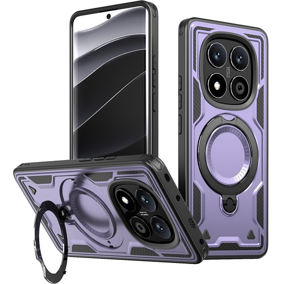 Pouzdro pro Xiaomi Redmi Note 14 Pro+ 5G, Military MagSafe, fialové + 9H sklo