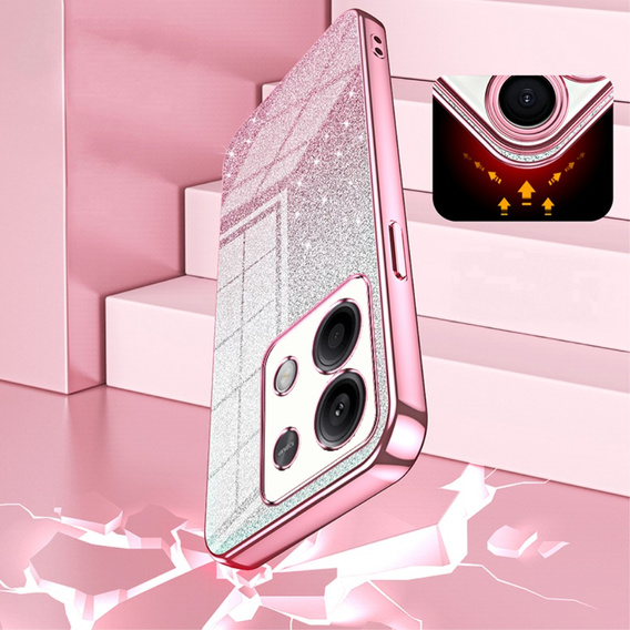 Pouzdro pro Xiaomi Redmi Note 13 5G, Glitter Case CamShield, růžové